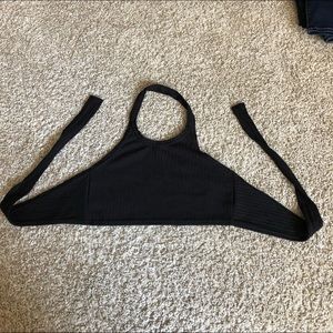 Crop halter tie back shirt